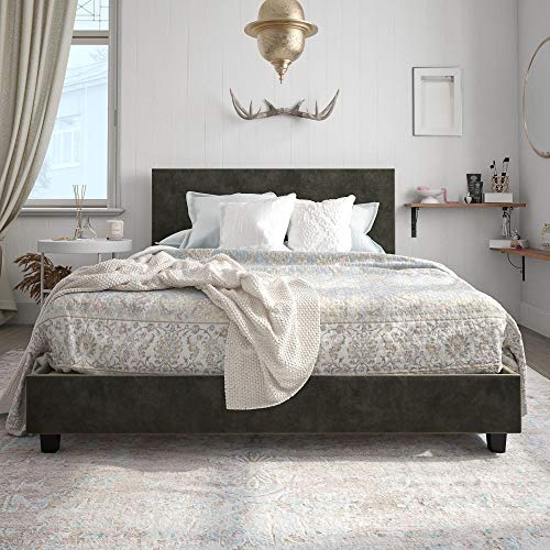 DHP Carley Upholstered Bed, Queen, Gray Velvet