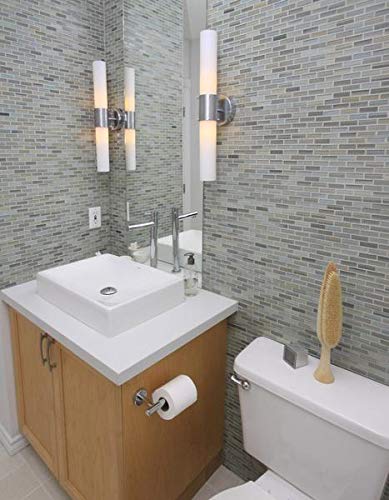 10 Sq Ft - Reflections Hand Painted Glass Mosaic Subway Tiles for Bathroom Walls or Kitchen Backsplash