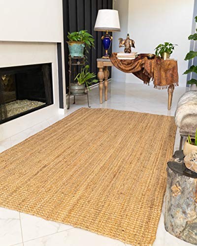 NaturalAreaRugs Meera Area Rug Natural Jute Cotton Hand-Loomed, 6' x 9'