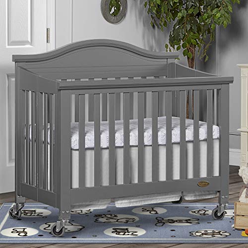 Dream On Me Venice Folding Portable Crib, Storm Grey