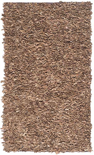 Safavieh Leather Shag Collection LSG511K Hand-Knotted Modern Leather Area Rug, 6' x 9', Brown