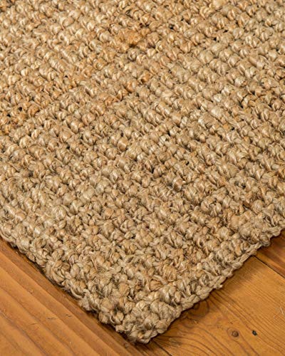 NaturalAreaRugs Meera Area Rug Natural Jute Cotton Hand-Loomed, 6' x 9'