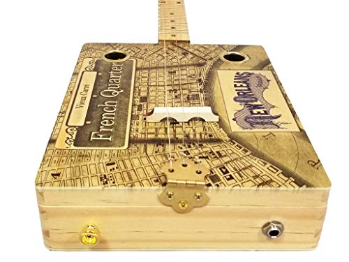 "French Quarter" 3-string Acoustic-Electric Cigar Box Guitar - Fun to Play, Made in the USA!