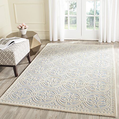 Safavieh Cambridge Collection CAM123A Handmade Moroccan Wool Area Rug, 7'6" x 9'6", Light Blue/Ivory