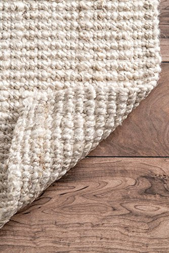 nuLOOM Ashli Handwoven Solid Jute Rug, 6' x 9', Off White