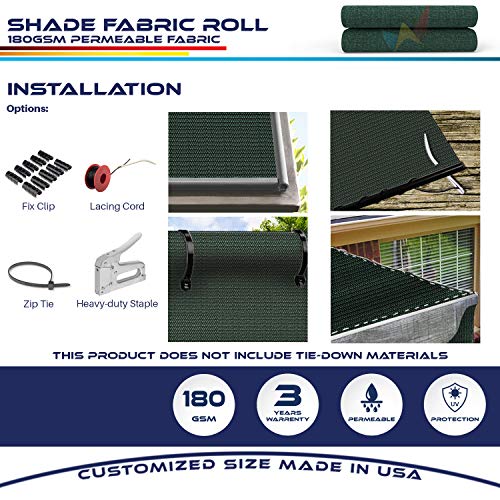 Windscreen4less Dark Green Sunblock Shade Cloth,95% UV Block Shade Fabric Roll 6ft x 106ft