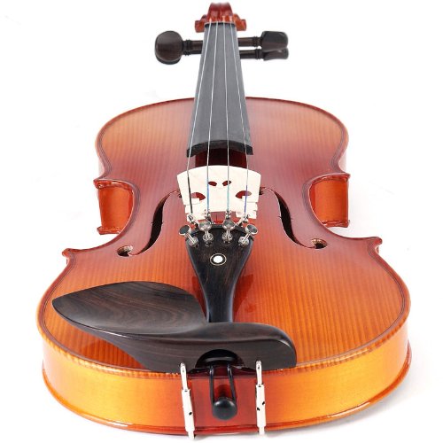 Cecilio CVN-300 Ebony Fitted Solid Wood Violin with Tuner and Lesson Book, Size 4/4 (Full Size)