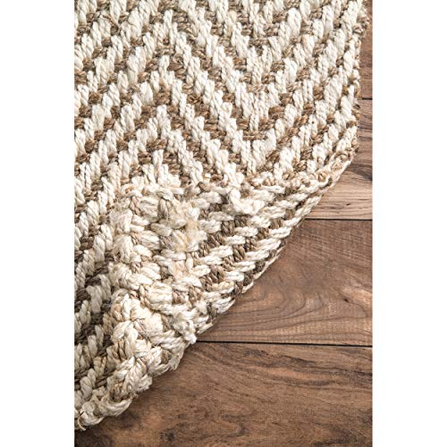 nuLOOM Vania Chevron Jute Rug, 9' 6" x 13' 6", Off White