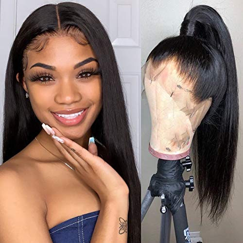 Lemoda Brazilian Straight Hair 360 Lace Frontal Wig 150% Density Virgin Human Hair With Baby Hair Nature Color for Black Women 22 Inch