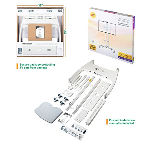 NB North Bayou Mobile TV Cart TV Stand with Wheels for 32 to 65 Inch LCD LED OLED Plasma Flat Panel Screens up to 100lbs AVA1500-60-1P (White)