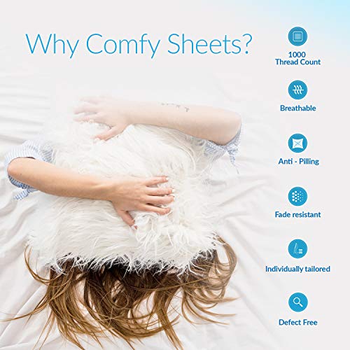 1000 Thread Count Striped Sheets for Bed -100% Long Staple Egyptian Cotton, Woven 1000 TC Stripe California King Sliver Stripe 4 Piece Bedding Set Hotel Quality, OekoTex Certified