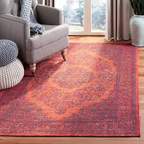 Safavieh Classic Vintage Collection CLV121B Oriental Medallion Cotton Area Rug, 5' x 8', Orange / Red