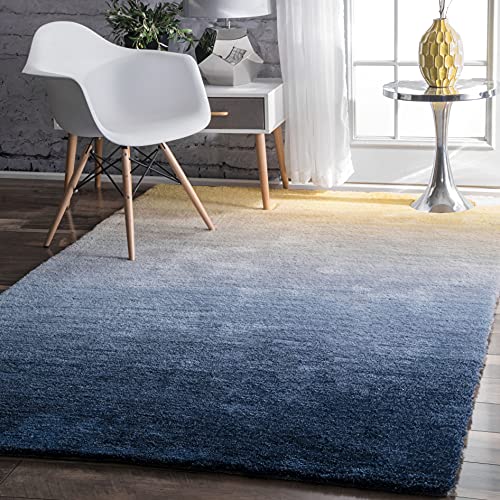 nuLOOM HJOS04A Hand Tufted Ombre Shag Rug, 5' x 8', Navy