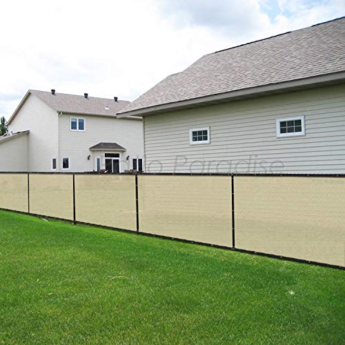 Patio Paradise 6' x 112' Tan Beige Fence Privacy Screen, Commercial Outdoor Backyard Shade Windscreen Mesh Fabric with Brass Gromment 90% Blockage- 3 Years Warranty (Customized