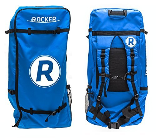 iROCKER All-Around Inflatable Stand Up Paddle Board 11' Long 32" Wide 6" Thick SUP Package (White/Blue Stripe 2018)