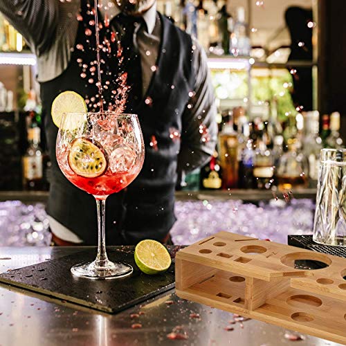 20 Piece Cocktail Shaker Bartender Kit: hIGH Quality Stainless Steel Bar Tools/Accessories With Bamboo Stand. Velvet Bag Included.