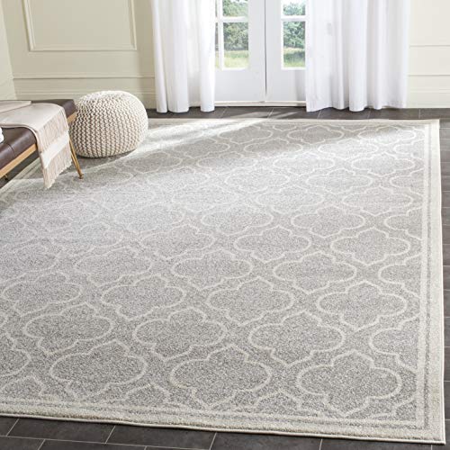 Safavieh Amherst Collection AMT412B Moroccan Geometric Area Rug, 11' x 16', Light Grey/Ivory