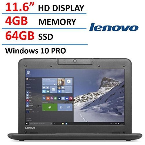 2016 Lenovo 11.6 inch Laptop Intel Celeron Dual Core Processor 4GB RAM 64GB SSD 10 hour Battery Water Resistant Keyboard Windows 10 Pro
