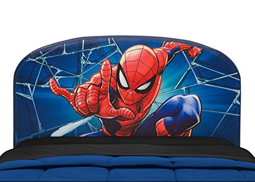 Delta Children Upholstered Twin Bed & 6-Inch Memory Foam Twin Mattress, Marvel Spider-Man