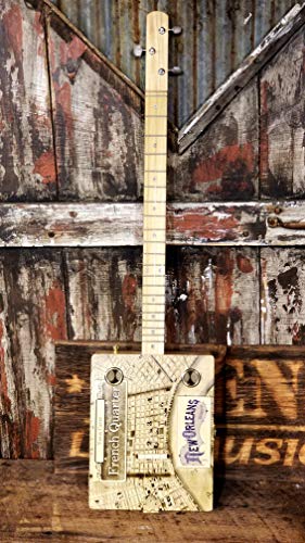 "French Quarter" 3-string Acoustic-Electric Cigar Box Guitar - Fun to Play, Made in the USA!