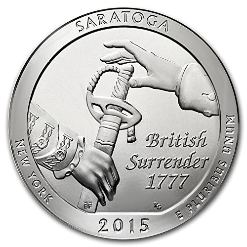 2015 5 oz Silver ATB Saratoga National Park, NY Silver Brilliant Uncirculated