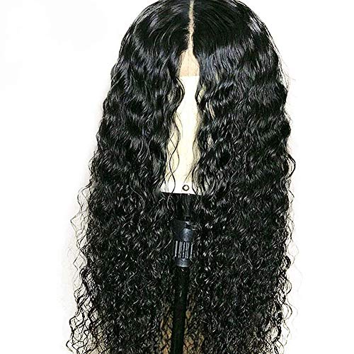 Lace Frontal Wigs Human Hair Wigs with Baby Hair Pre-plucked Hairline Deep Wave Glueless Lace Front Wigs for Black Women Natural Color 130% Density 16 inch