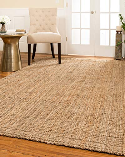 NaturalAreaRugs Meera Area Rug Natural Jute Cotton Hand-Loomed, 6' x 9'