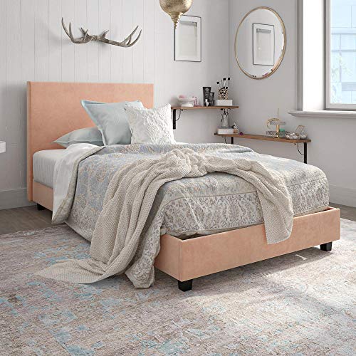 DHP Carley Upholstered Bed, Twin, Pink