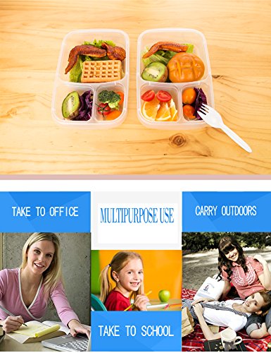 105 Pack Meal Prep Containers 3 Compartment-Divided Bento Lunch Box-Portion Control-Food Storage Containers with Lids
