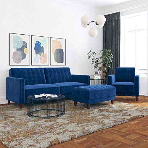 DHP Ivana Accent Chair, Blue Velvet