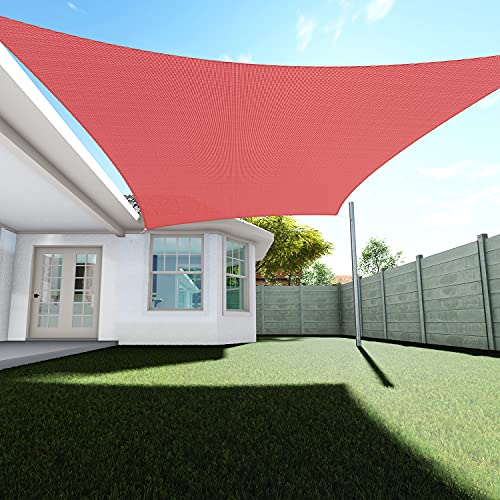 TANG Sunshades Depot 18'x18' Red Sun Shade Sail with 8" in Hardware Kit 180 GSM Square UV Block Durable Fabric Outdoor Canopy Patio Garden Yard Pergola Kindergarten Playground Custom