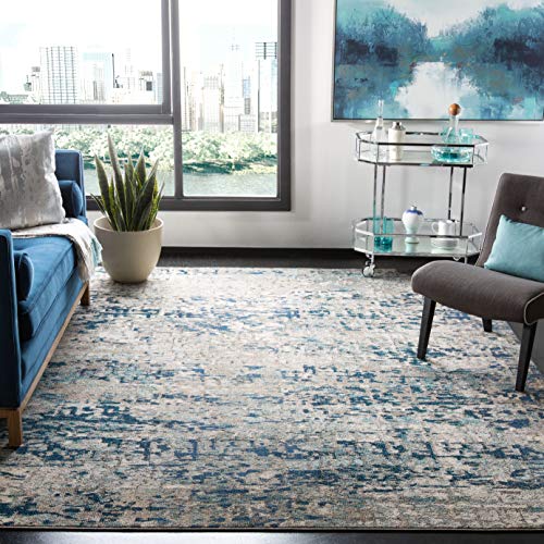 Safavieh Madison Collection MAD460K Modern Contemporary Abstract Area Rug, 9' x 12', Grey/Blue