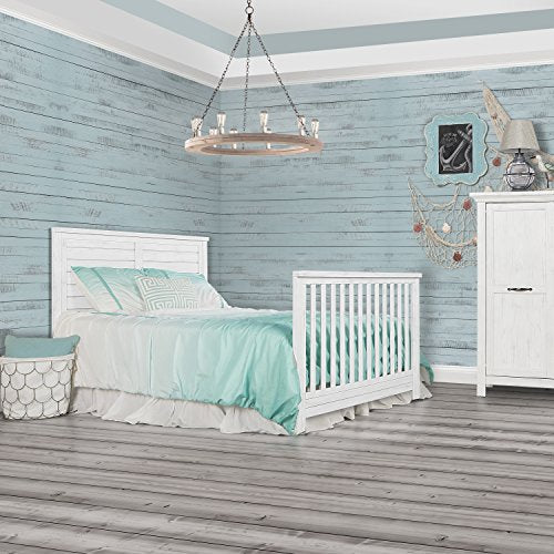 Evolur Belmar Flat 5 in 1 Convertible Crib, Weathered White