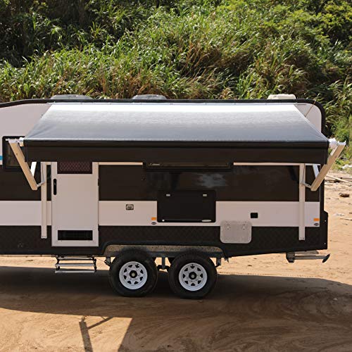 ALEKO Manual Retractable RV Trailer Awning for Home or Camper- 21x8 Ft - Brown Fade