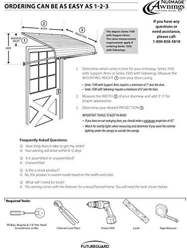 NuImage Awnings 1500 Series Aluminum Door Canopy with Sidewings