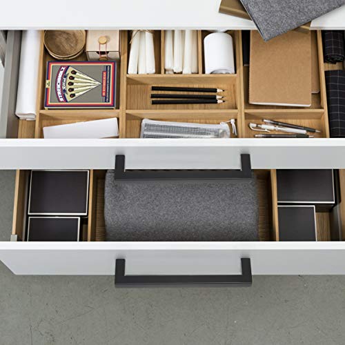 100 Pack Probrico Black Stainless Steel Square Corner Bar Cabinet Door Handles Drawer Pulls Knobs 1/2 in Width Hole Centers 6-1/4 inch 160mm