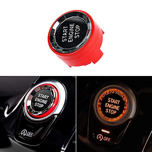 LECART Crystal Red Car Start Stop Engine Push Button Cover Start Ignition Button Cover Cap Push to Start Button Caps Compatible with BMW 1 2 3 4 5 6 7 Series X1 X2 X3 X4 X5 X6 F Chassis G Chassis