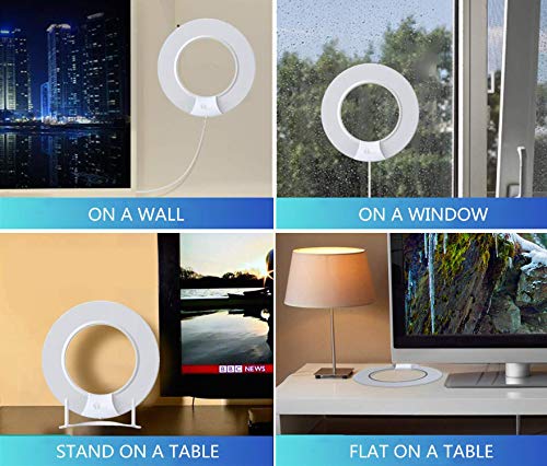 1byone HDTV Antenna [2019 Upgraded Version] Digital Amplified Indoor TV Antenna, Amplifier Signal Booster Support 4K 1080P UHF VHF Freeview Life Local Channels All Type Television (Renewed)