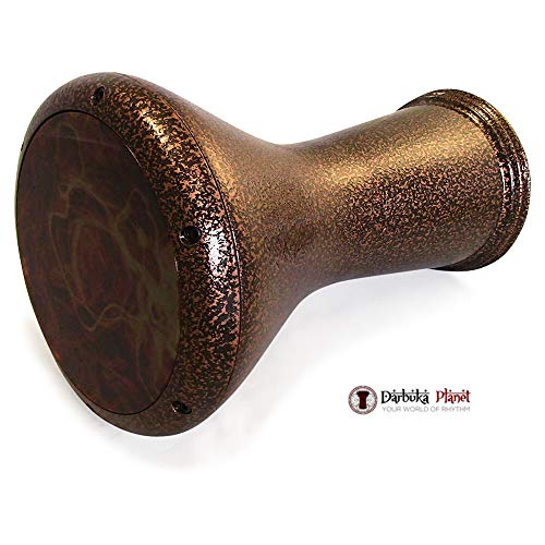17" Percussion" Gawharet El Fan Pro Metal Darbuka Drum Doumbek (Copper + Remo Orange Mist)