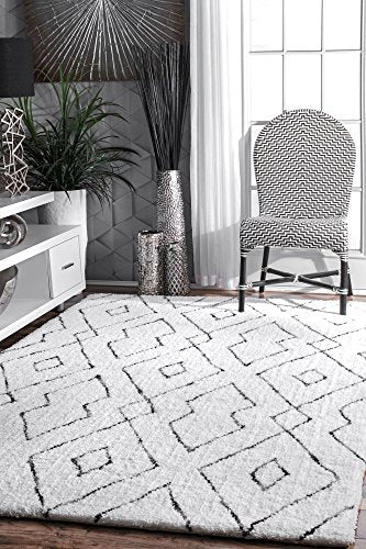 nuLOOM Lauren Lattice Shag Rug, 6' x 9', White