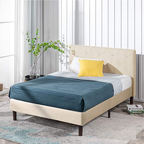 ZINUS Shalini Upholstered Platform Bed Frame / Mattress Foundation / Wood Slat Support / No Box Spring Needed / Easy Assembly, Beige, King