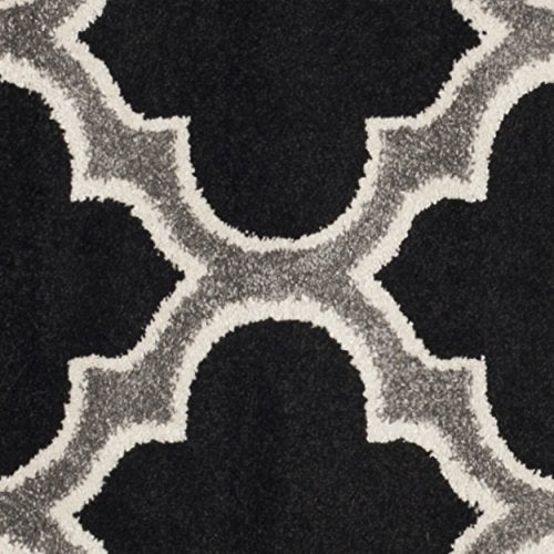 SAFAVIEH Amherst Collection AMT412G Moroccan Geometric Non-Shedding Living Room Bedroom Dining Home Office Area Rug, 7' x 7' Square, Anthracite / Ivory