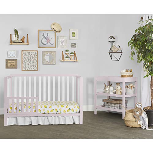 Dream On Me Ridgefield 5 in 1 Convertible Crib in Blush Pink & White