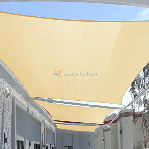 TANG Sunshades Depot 24'x11'180 GSM Sun Shade Sail Square Permeable Canopy Tan Beige Customize for Patio Garden Preschool Kindergarten Playground Outdoor Facility Activities