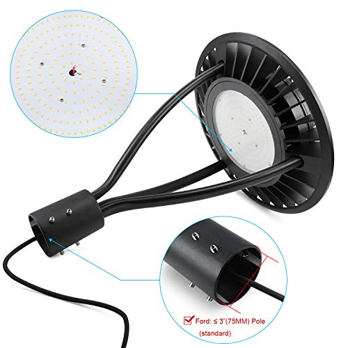 Led Post Top Light 80W DLC/ETL Listed 11,200Lm 5000K Daylight IP65 Waterproof LED Post Top Outdoor Circular Area Pole Light [350W Equivalent] for Garden Yard Street Lighting