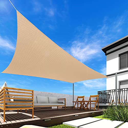 Windscreen4less Sun Shade Sail for Outdoor Patio Backyard UV Block Awning with Steel D-Rings 17ft x 17ft Sand Square - Custom Size