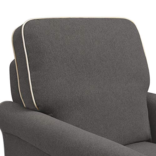 DaVinci Maya Upholstered Swivel Glider and Ottoman, Dark Grey with Cream Piping