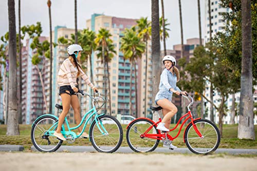 Schwinn Mikko Adult Beach Cruiser Bike, Featuring 17-Inch/Medium Steel Step-Over Frames, 3-Speed Drivetrains, Teal