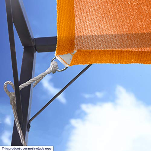 Windscreen4less Straight Edge Sun Shade Sail,Rectangle Outdoor Shade Cloth Pergola Cover UV Block Fabric 180GSM - Custom Size Orange 16' X 23'