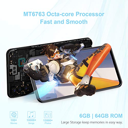 【6.35 Inch Punch-Hole Screen】 Unlocked Cell Phones OUKITEL C17 PRO Dual SIM 4G Smartphone Android 9.0 4GB RAM 64GB ROM Triple Cameras 13MP + 5MP + 2MP 3900mAh Battery- Twilight